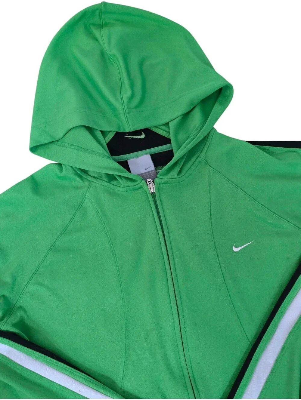 Nike Y2K Green Track Jacket Hoodie Full Zip Large Retro Athletic Sportswear